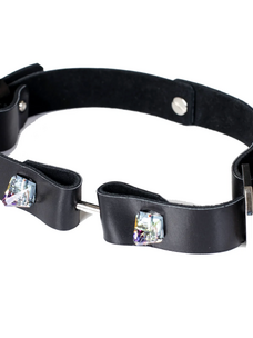 Italian Leather Eclipse Choker Black with Crystal Accent