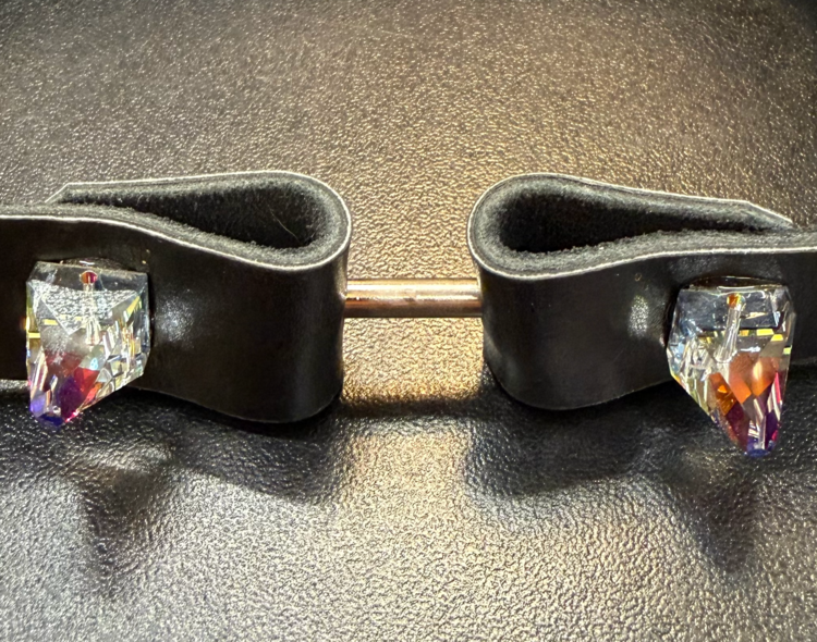 The Dark Italian Leather Eclipse Choker Black with Crystal Accent