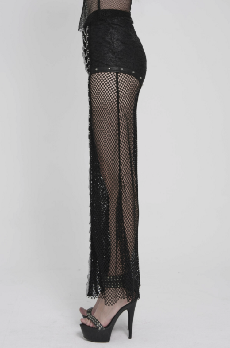 Fishnet Pants with Chain Lacing