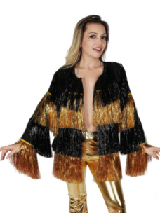 Black and Gold Tinsel Fringe Jacket