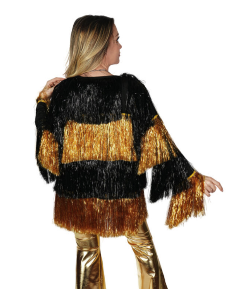 Tinsel Fringe Jacket Black and Gold
