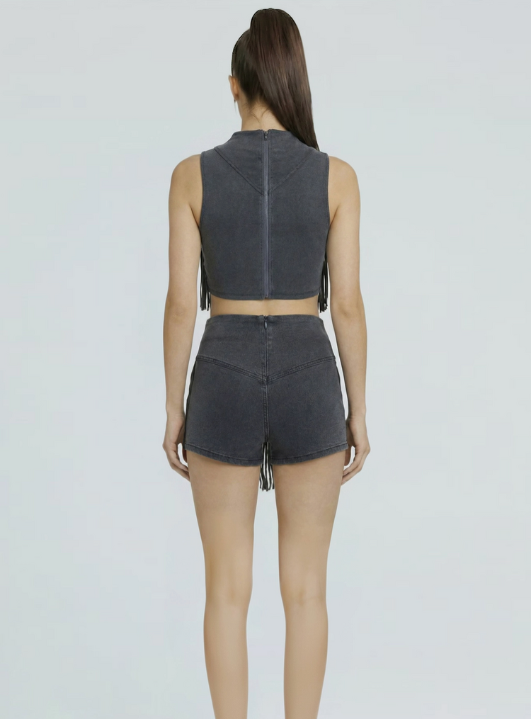 Desert Moon Studded Fringe Skort
