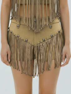Sierra Studded Fringe Mini Shorts
