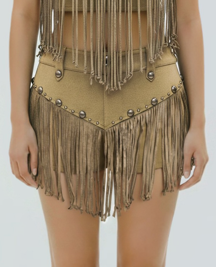 Sierra Studded Fringe Mini Shorts