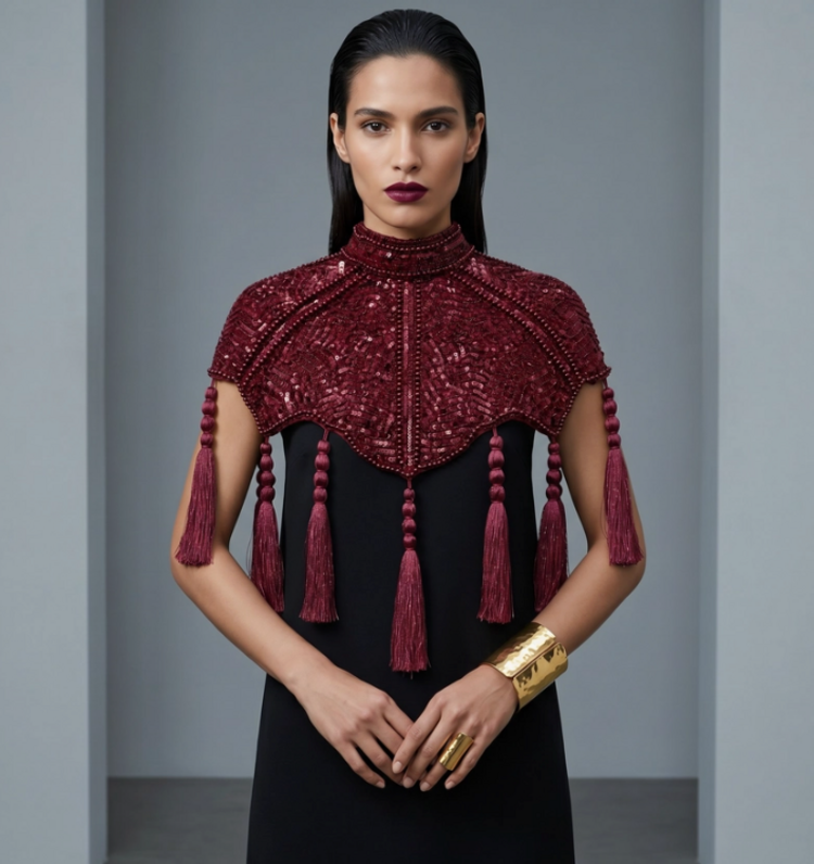 Red Mahogany Empress Tassel Capelet