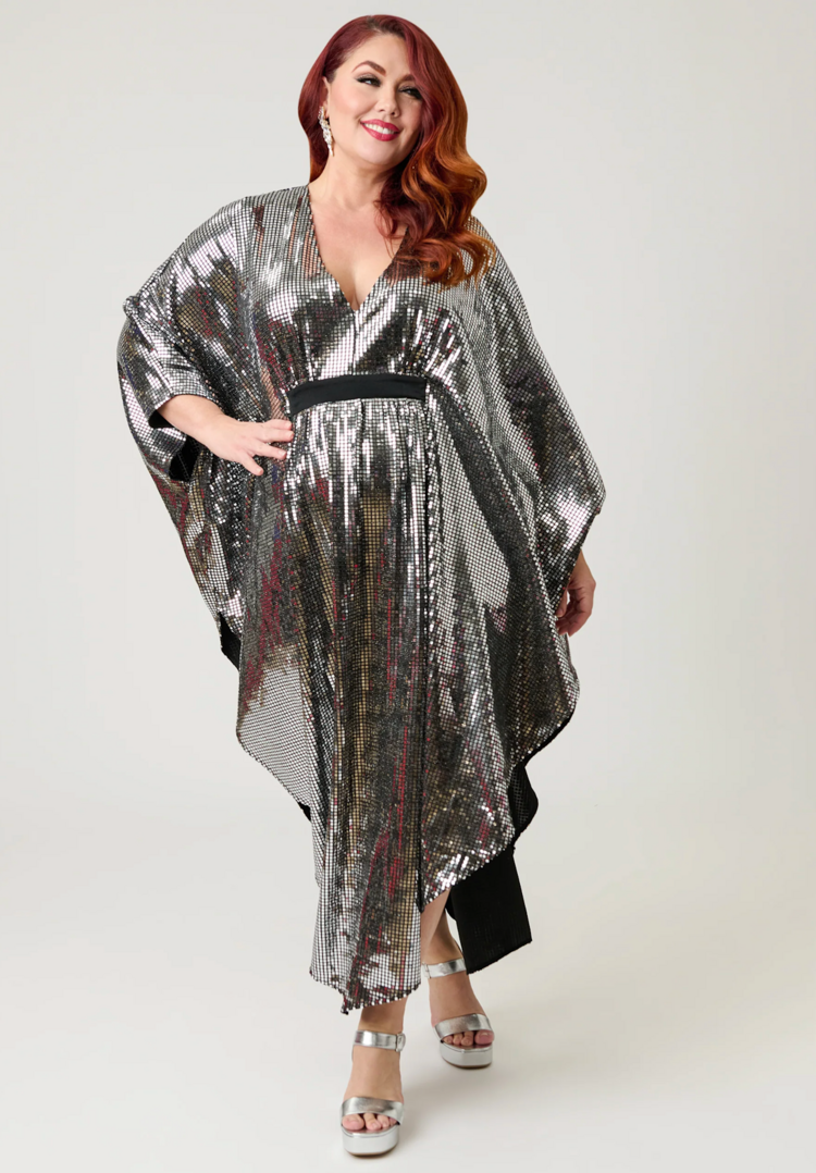 Smak Parlour Silver Mirror Triangle Caftan Dress Plus