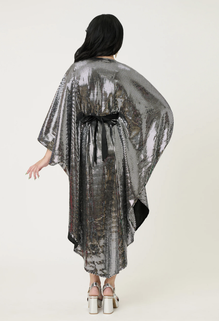 Smak Parlour Silver Mirror Triangle Caftan Dress OS