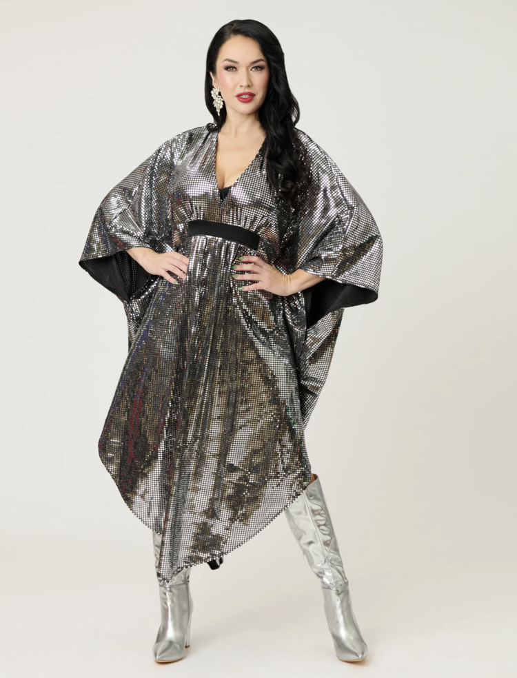 Smak Parlour Silver Mirror Triangle Caftan Dress OS