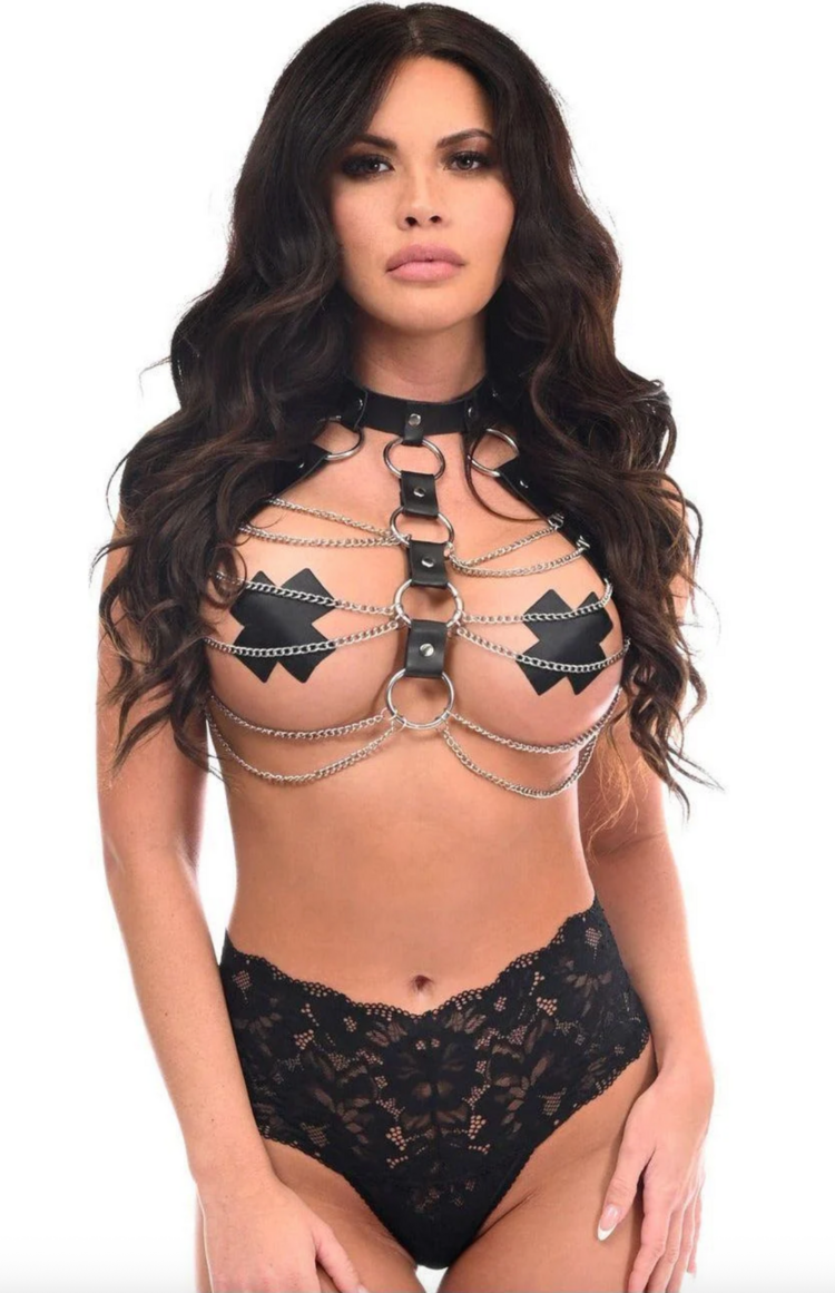 Faux Leather Multi Chain Body Harness
