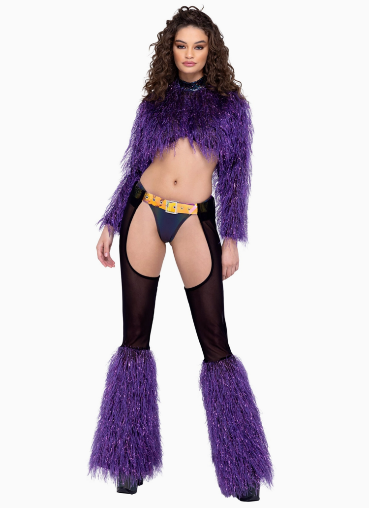Roma Costume, Inc. Sheer Faux Fur Chaps with Belt