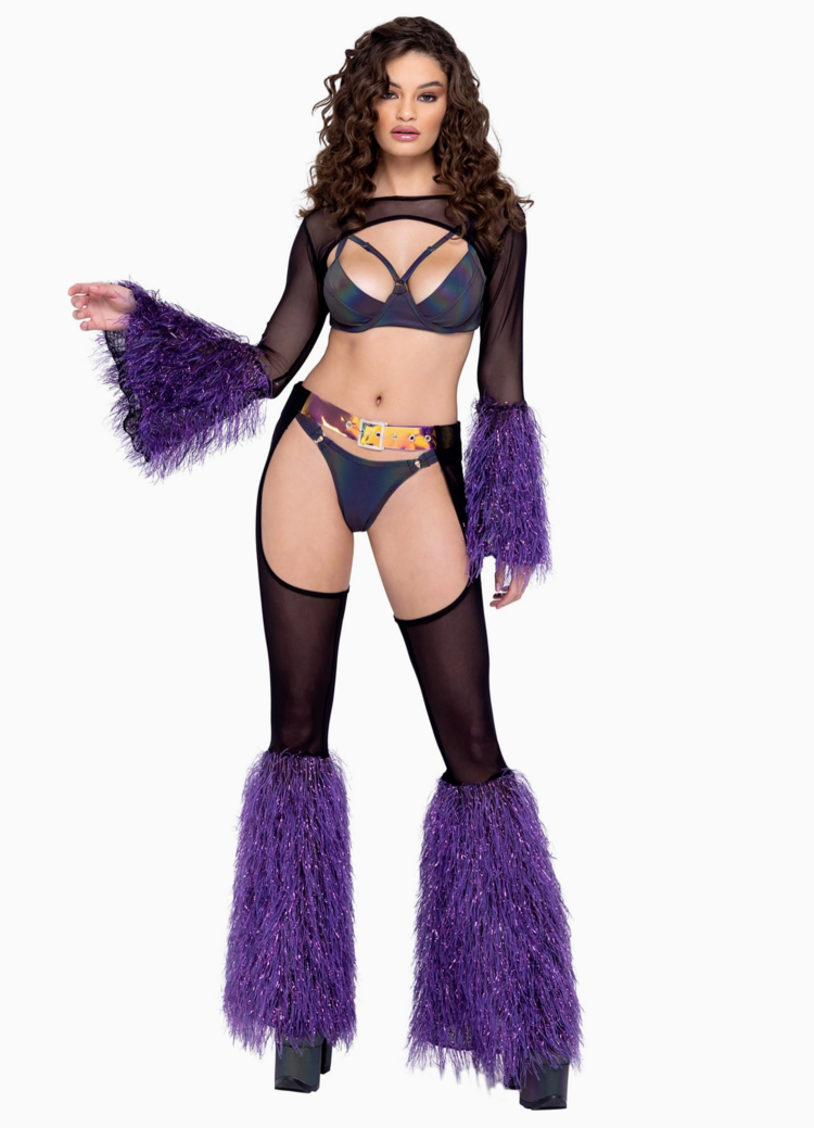 Roma Costume, Inc. Sheer Faux Fur Chaps with Belt