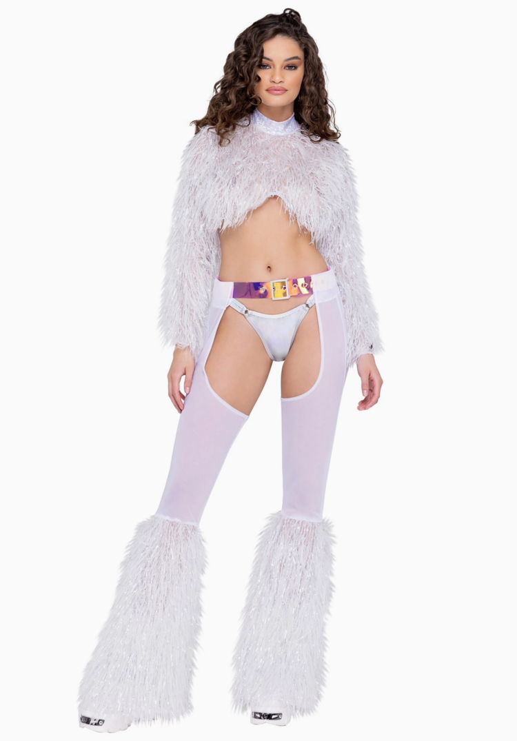 Roma Costume, Inc. Sheer Faux Fur Chaps with Belt