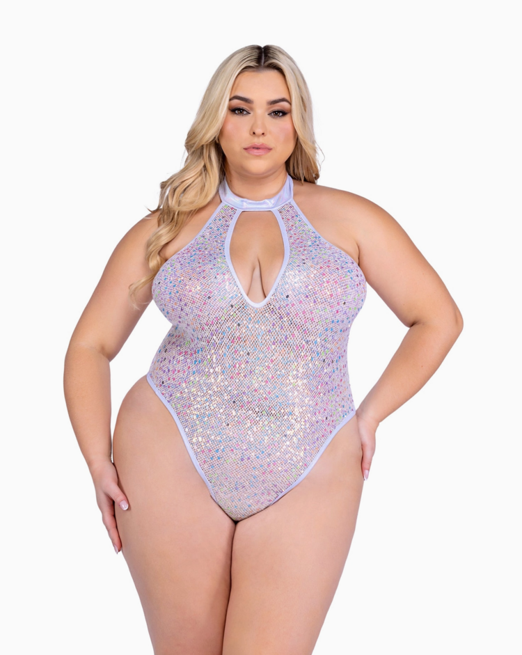 Roma Costume, Inc. Sequin Fishnet Keyhole Bodysuit