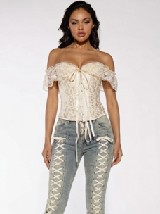 Lace-Up Romantic Corset Top