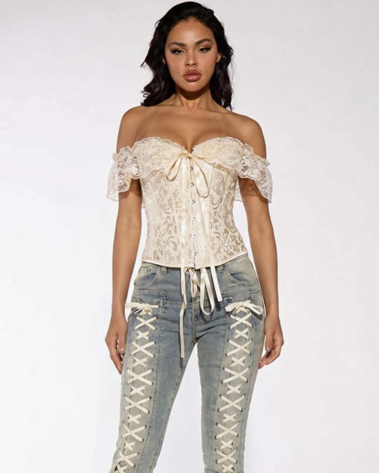 Lace-Up Romantic Corset Top