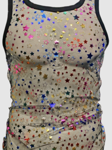 Metallic Star Mesh Tank Black Multi