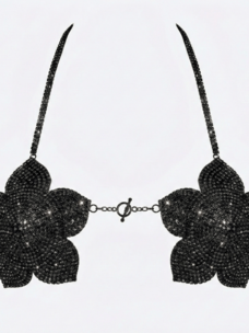 Midnight Bloom Rhinestone Embellished Carnival Bra Top