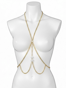 Luxe Pearl Accent Body Chain Gold