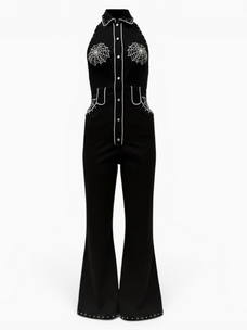 Web Studded Western Jumpsuit Black