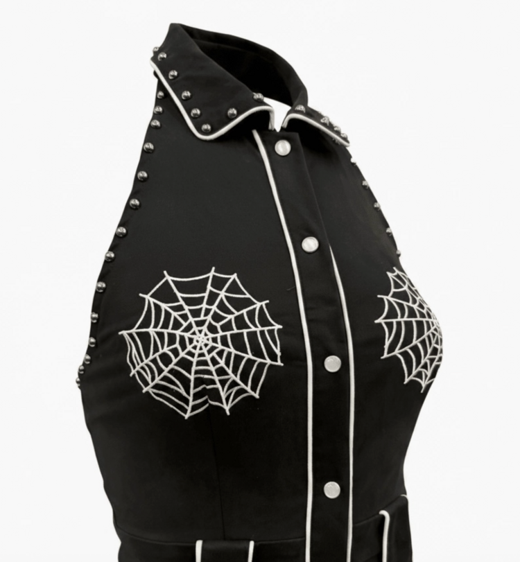 Web Studded Western Jumpsuit Black