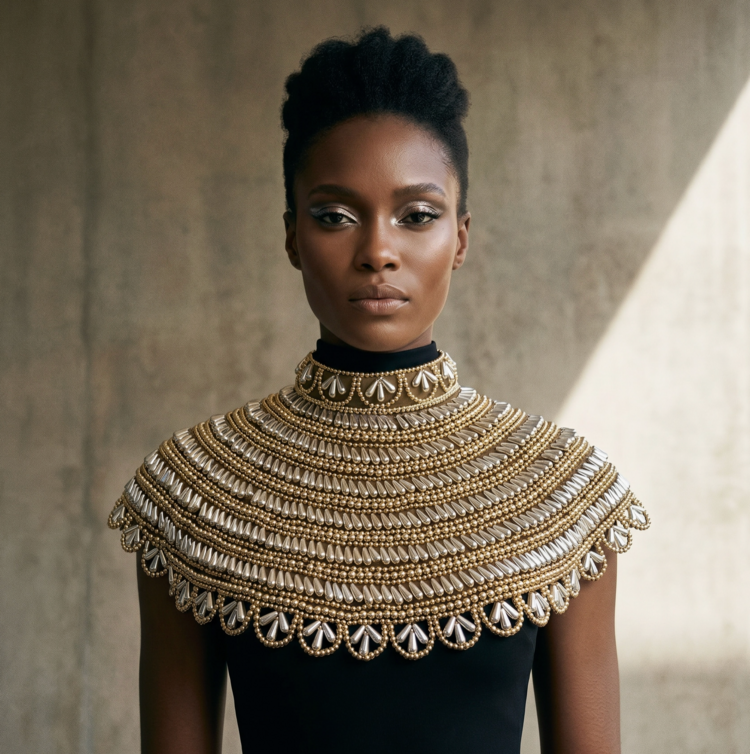 Sovereign Beaded Collar Capelet Gold