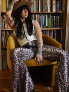 Desert Rattler Snake Print Bell Bottoms