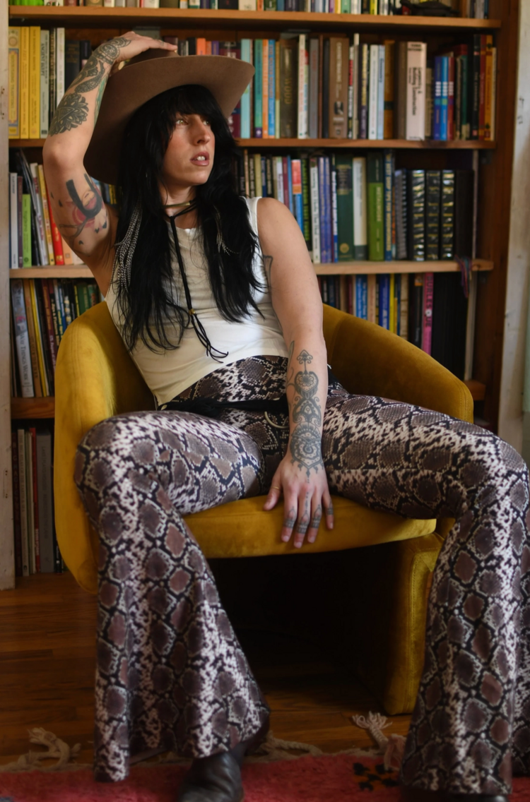 Desert Rattler Snake Print Bell Bottoms