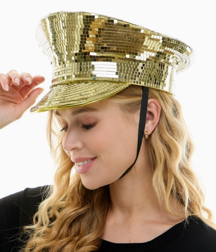 Gold Mirror Captain Hat
