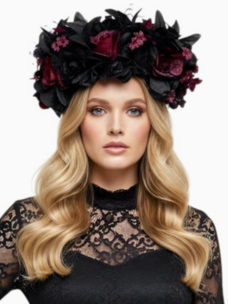 Black & Red Floral Headband
