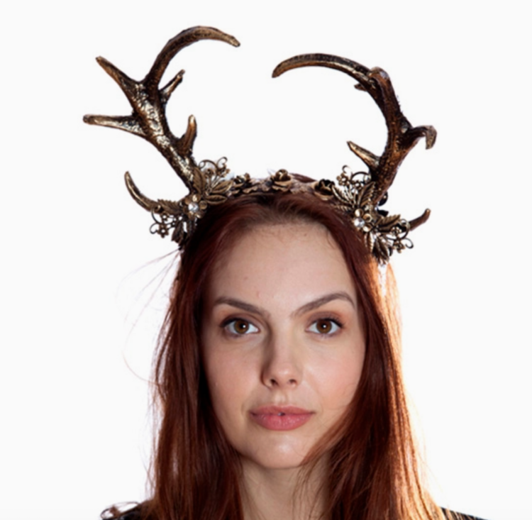 Gold Woodland Antlers Headband