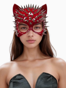 Red Spiked Cat Mask