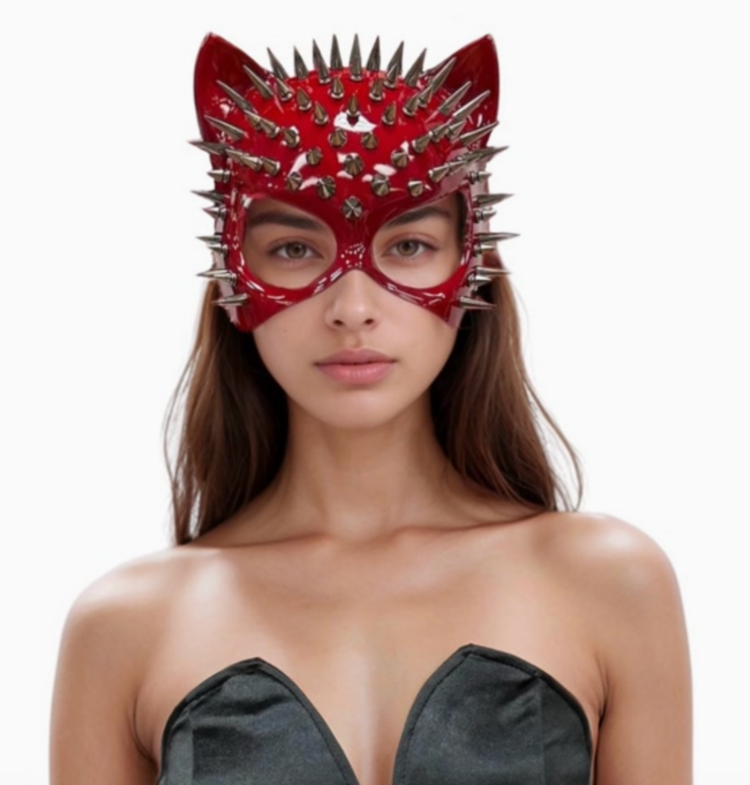 Red Spiked Cat Mask