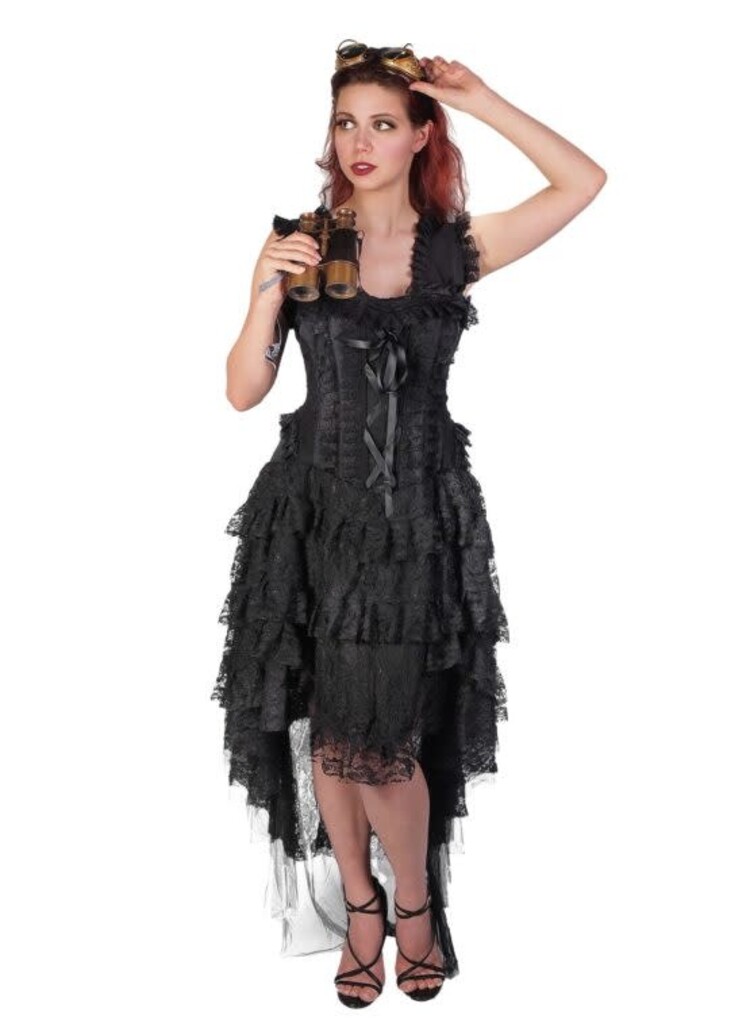Gothic Hi-Lo Lace Corset Back Dress