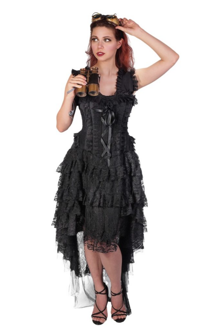 Gothic Hi-Lo Lace Corset Back Dress