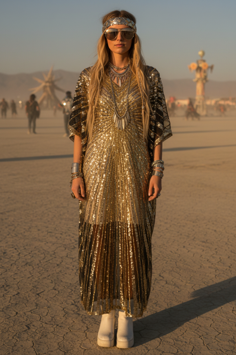 Gold Sequin Cleopatra Kaftan