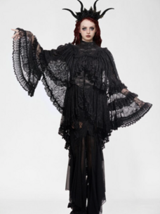 Gothic Vintage Lace Bell Sleeve Capelet