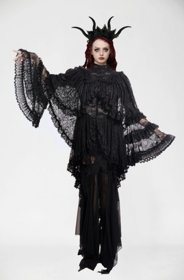 Gothic Vintage Lace Bell Sleeve Capelet