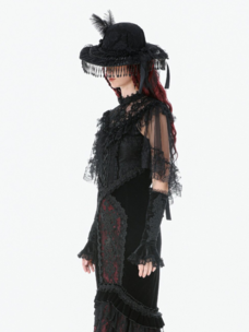 Gothic Lace Mesh Patchwork Sleeveless Cape