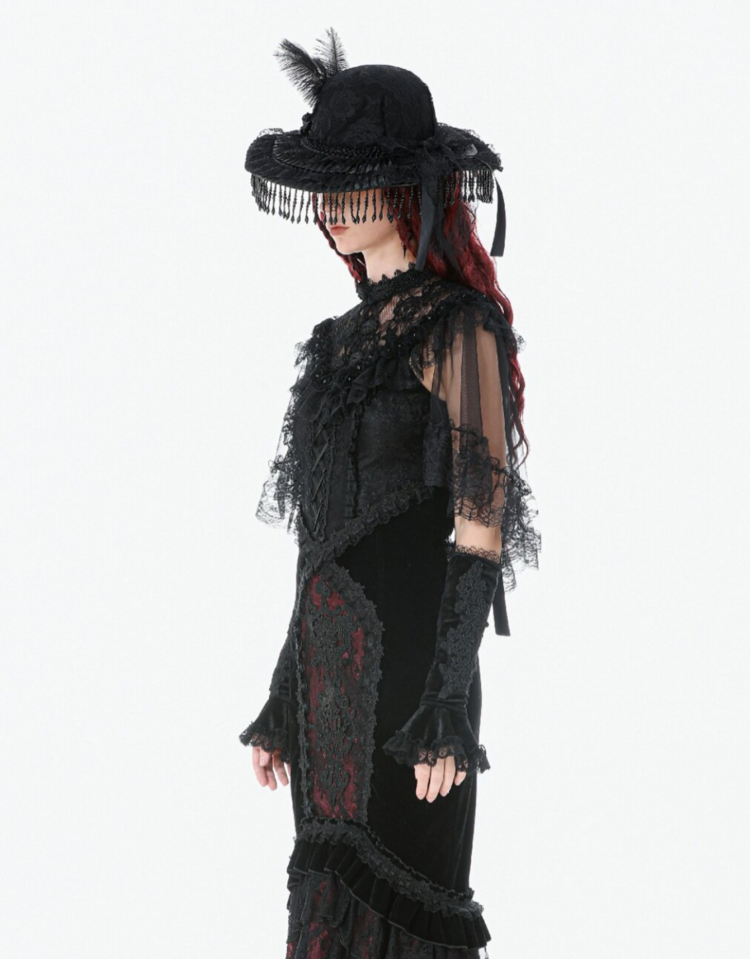 Gothic Lace Mesh Patchwork Sleeveless Cape