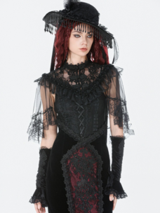 Gothic Lace Mesh Patchwork Sleeveless Cape