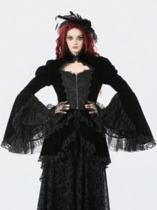 Gothic Velvet Lace Tiered Hem Corset Back Jacket