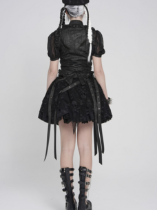 Gothic Ruffle Lace Up Corset Top