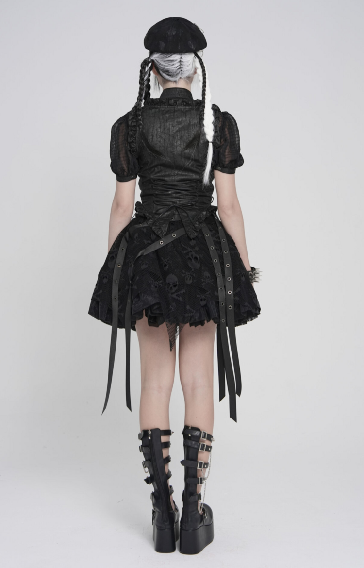 Gothic Ruffle Lace Up Corset Top
