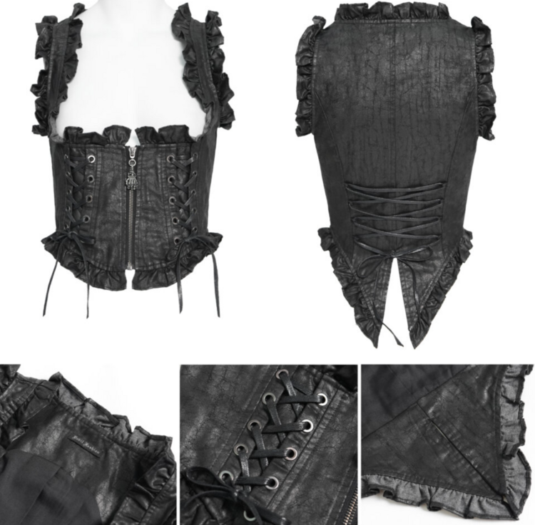 Gothic Ruffle Lace Up Corset Top