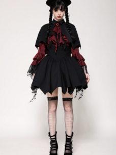 Gothic Bat Cape Black/Red