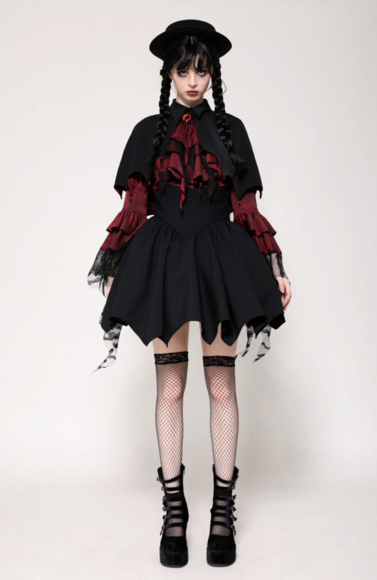 Gothic Bat Cape Black/Red