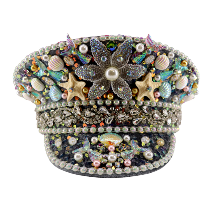 Beaded Starfish Mermaid Captain Hat