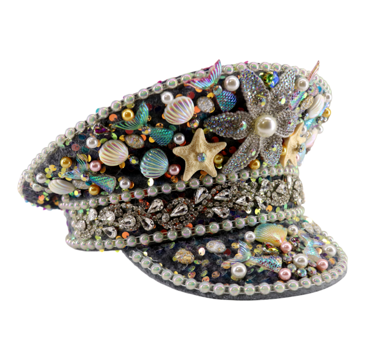 Beaded Starfish Mermaid Captain Hat