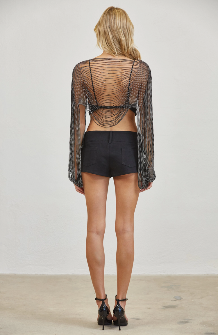 Vestis M Crystal Drape Mesh Cover Up Top