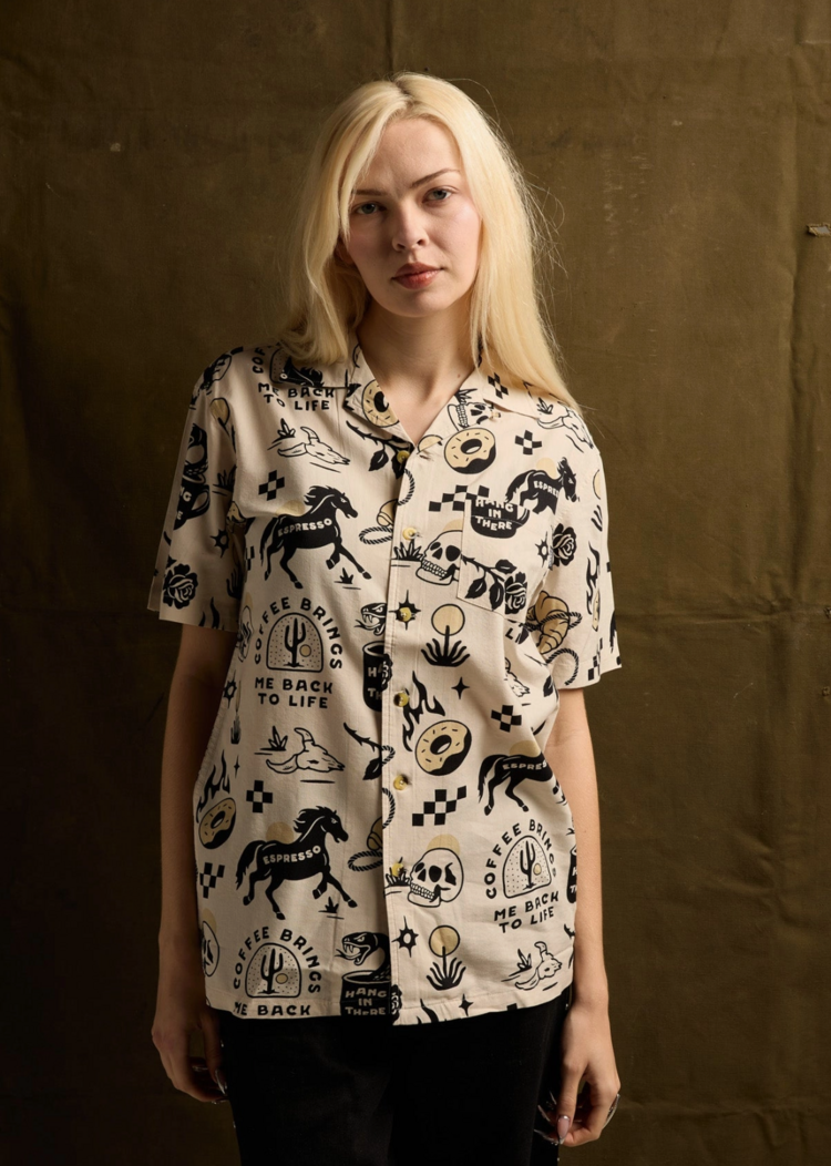 Cowboy Coffee Button-Up Shirt